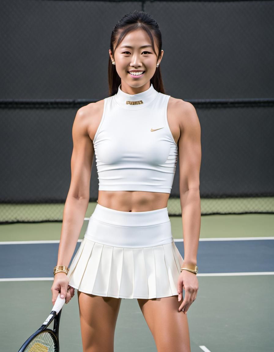 Young asian woman on the tennis court - AI Generated Artwork - NightCafe  Creator