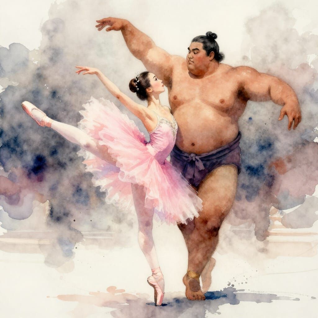 The Ballerina and the Sumo  by @Naerween