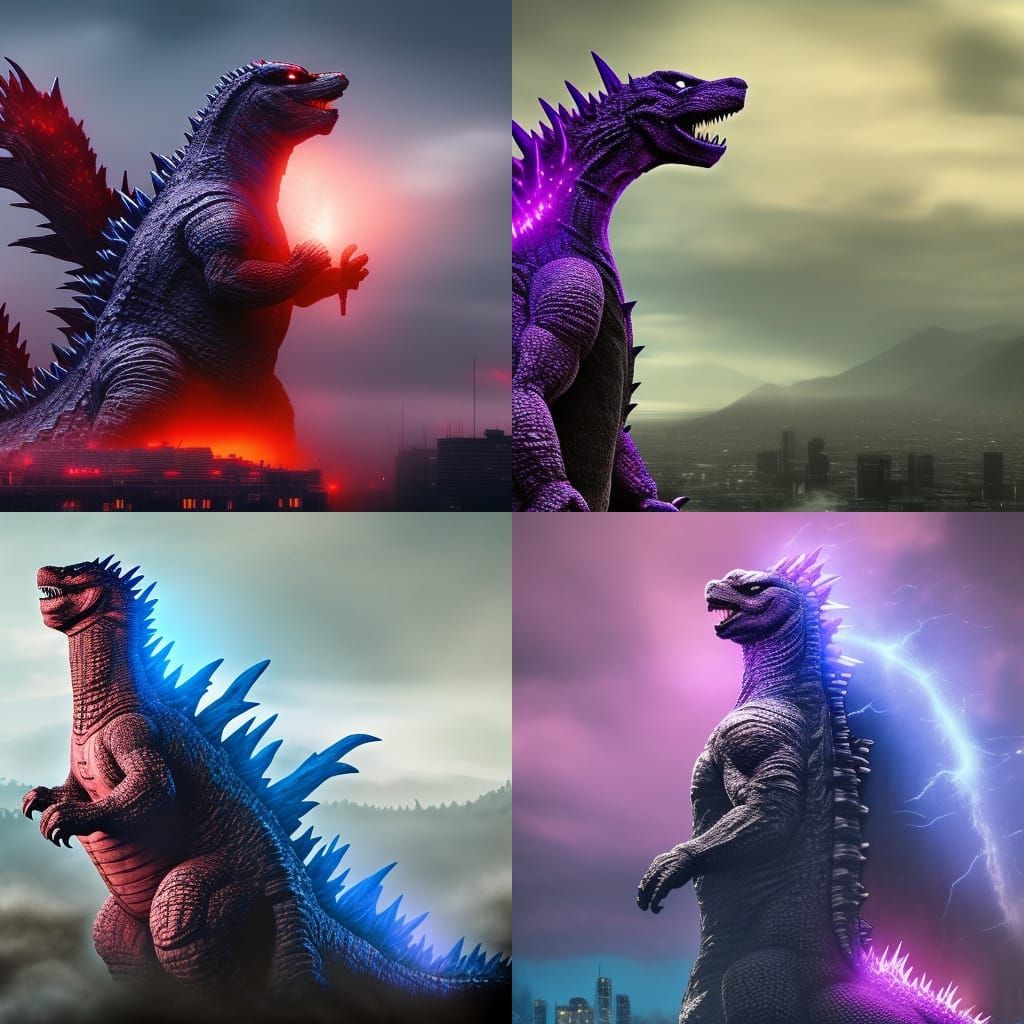 Godzilla With Purple Spines - AI Generated Artwork - NightCafe Creator