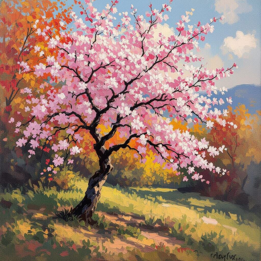 Cherry tree blossoming in autumn

