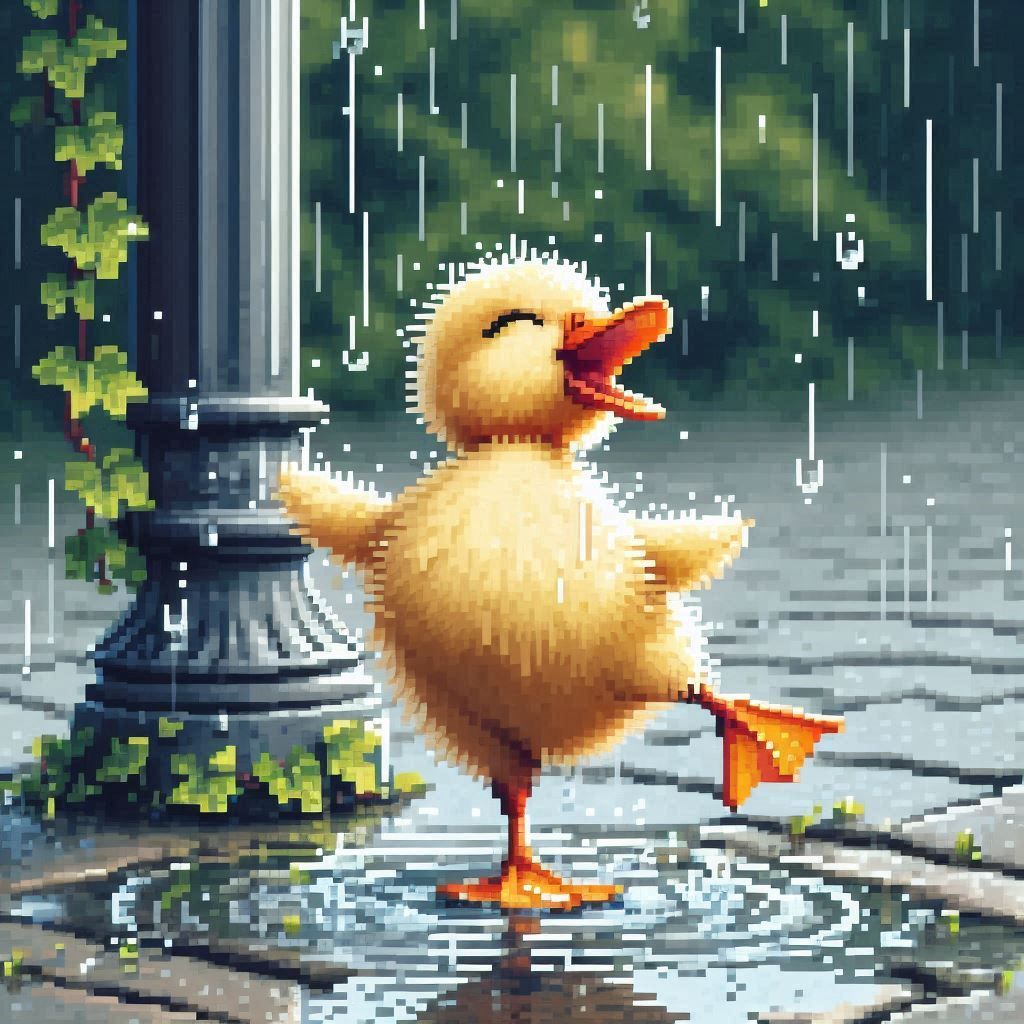 Rain dance duckling