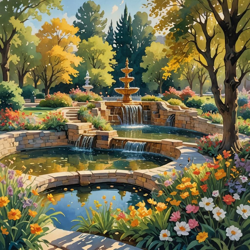 Open Book Reveals Impressionist Landscape as Gouache Paintin...