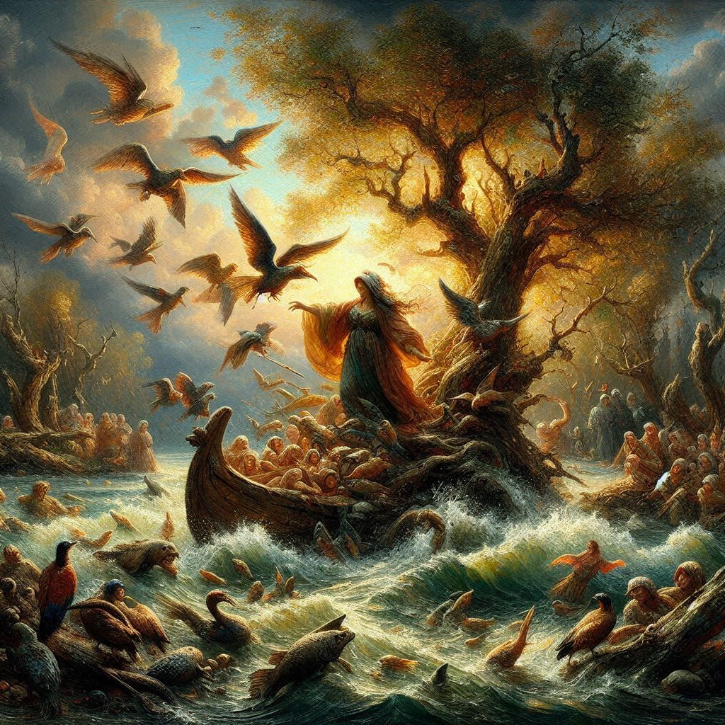 River witch mixing birds and fish