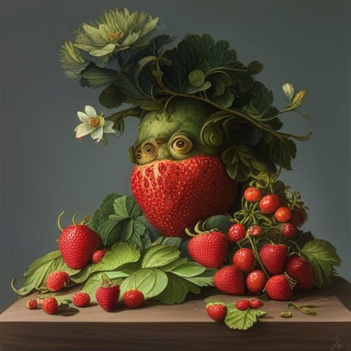 Strawberry man by Arcimboldo hyperdetailed Concept Art AI Generated