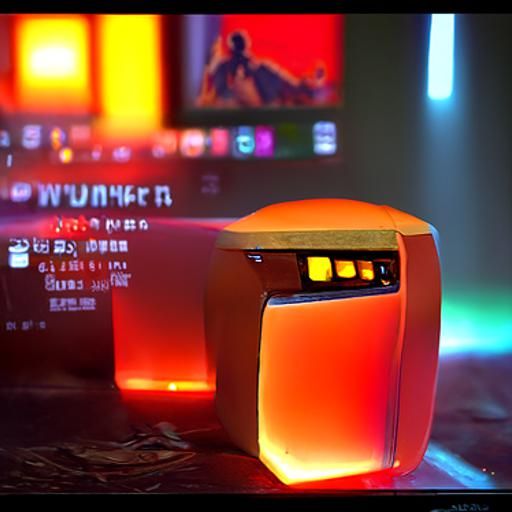Amber coloured Desktop Computer with Glowing screen
