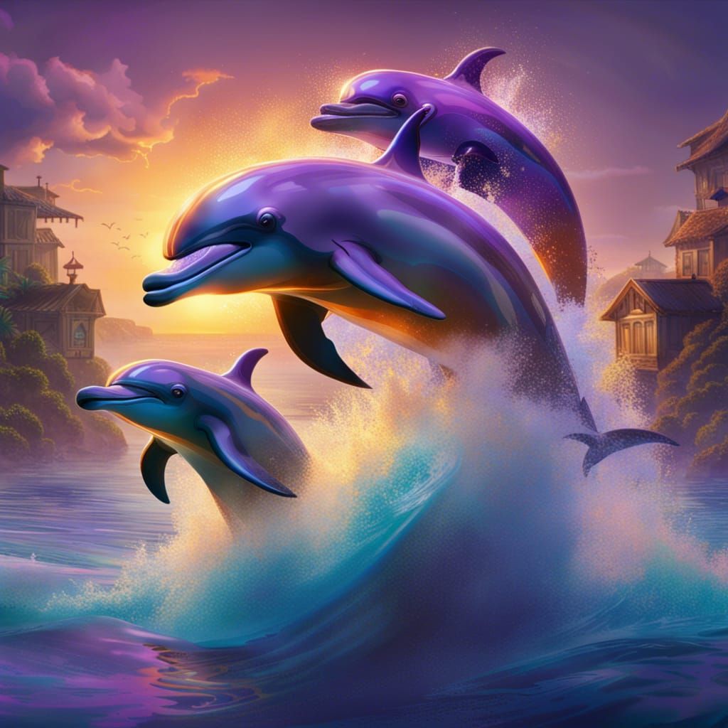 dolphins jumping over the water