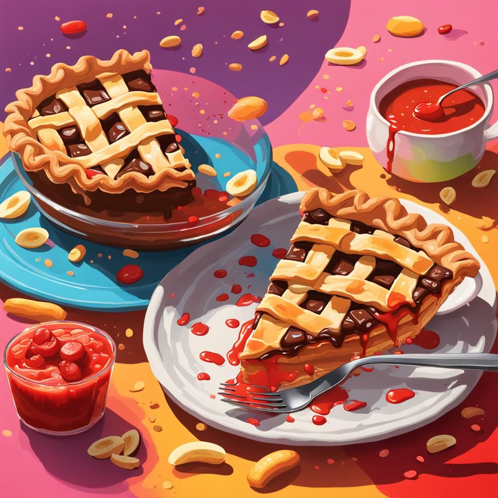 Apple pie, peanut butter, chocolate banana, fruit punch, din...
