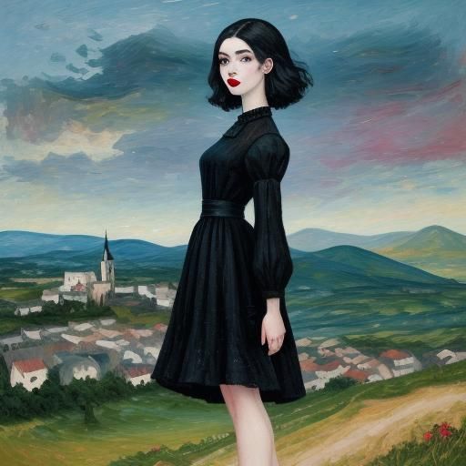 Painting of a beautiful mysterious woman - AI Generated Artwork ...