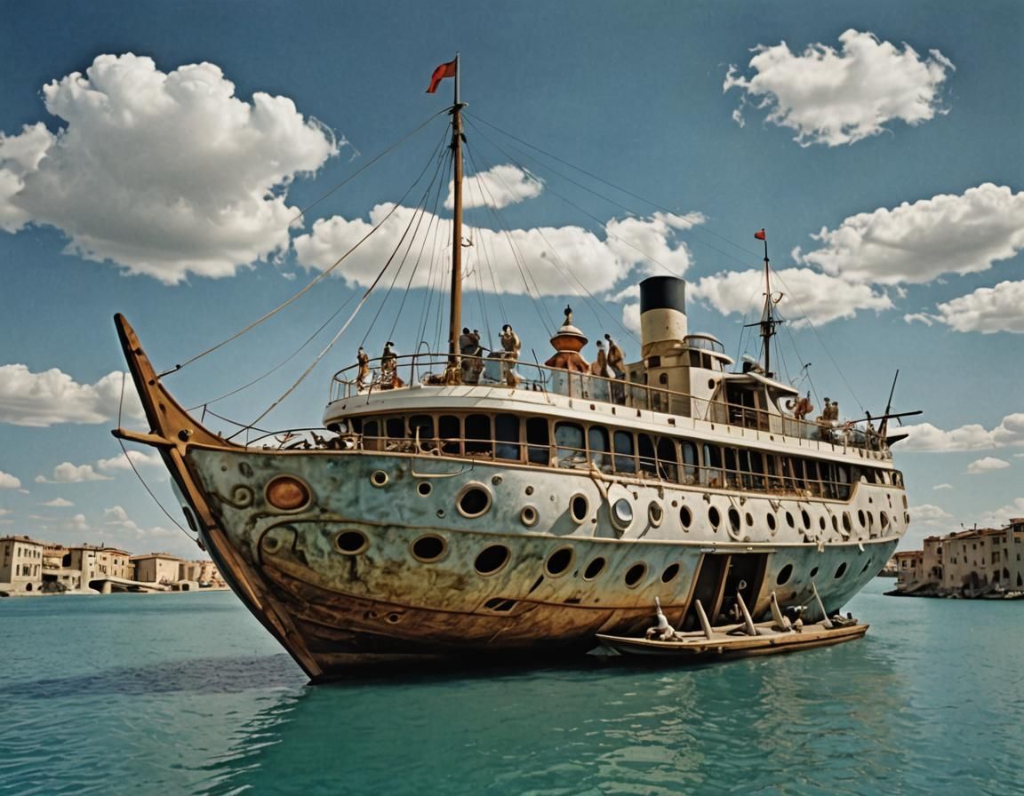 A large surreal boat designed by Salvador Dali