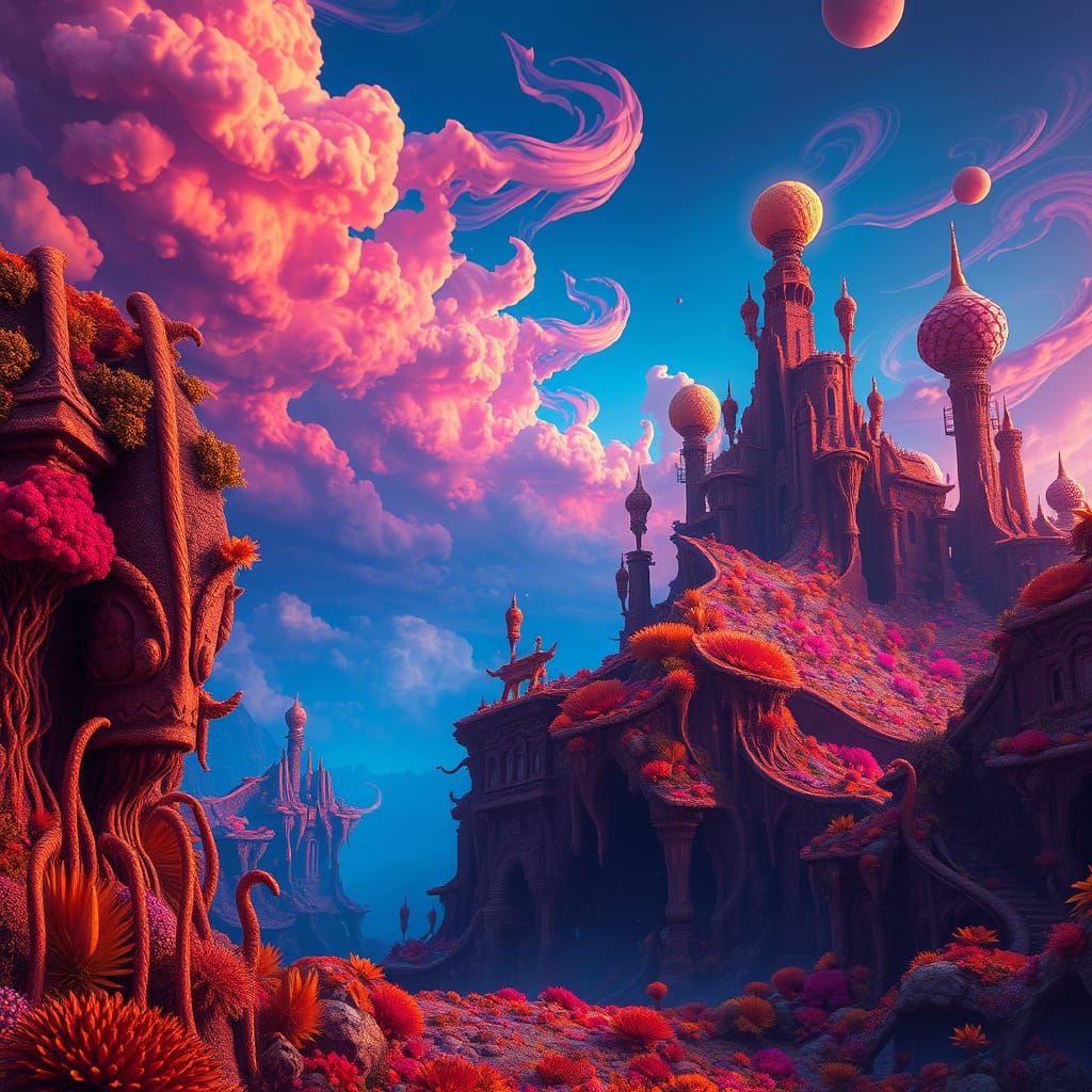 Ethereal Realms in Vibrant High-Fantasy Style