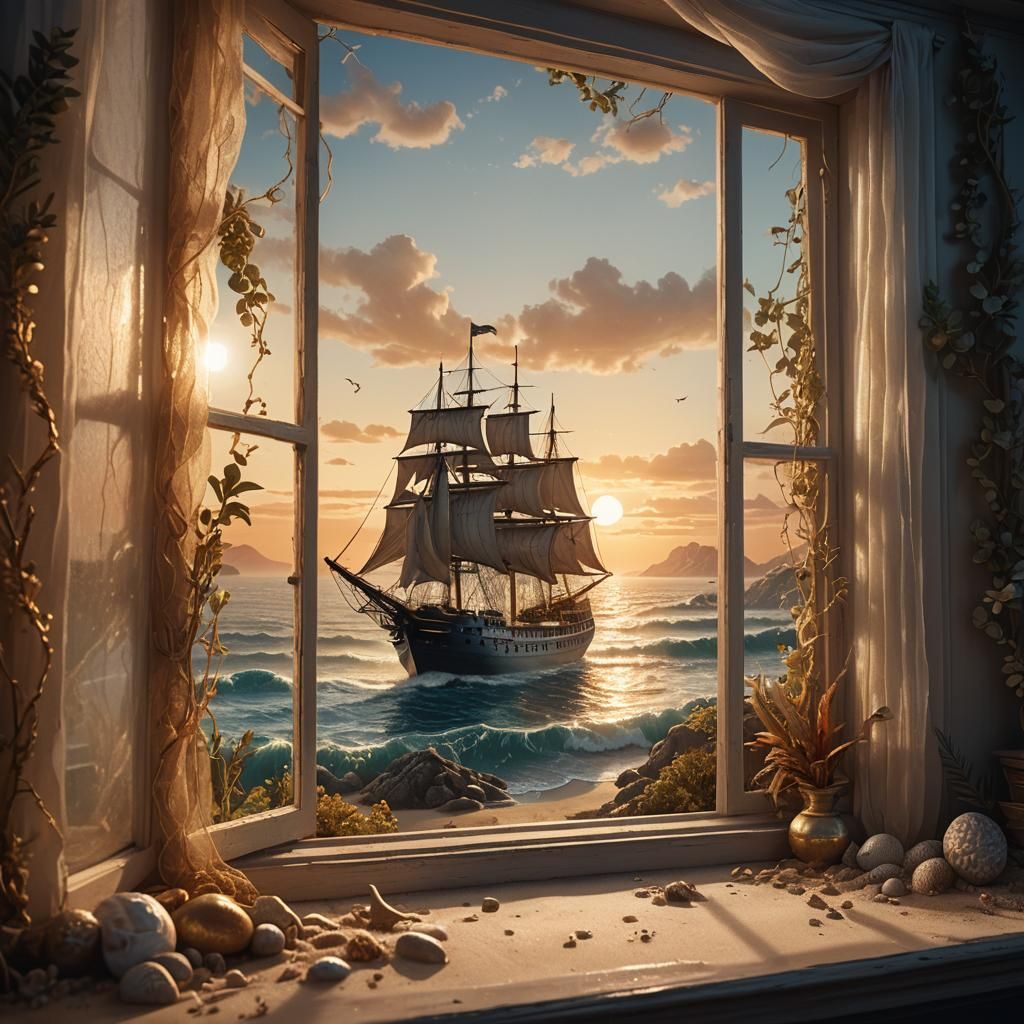 A ship near a beach  by @Potato King