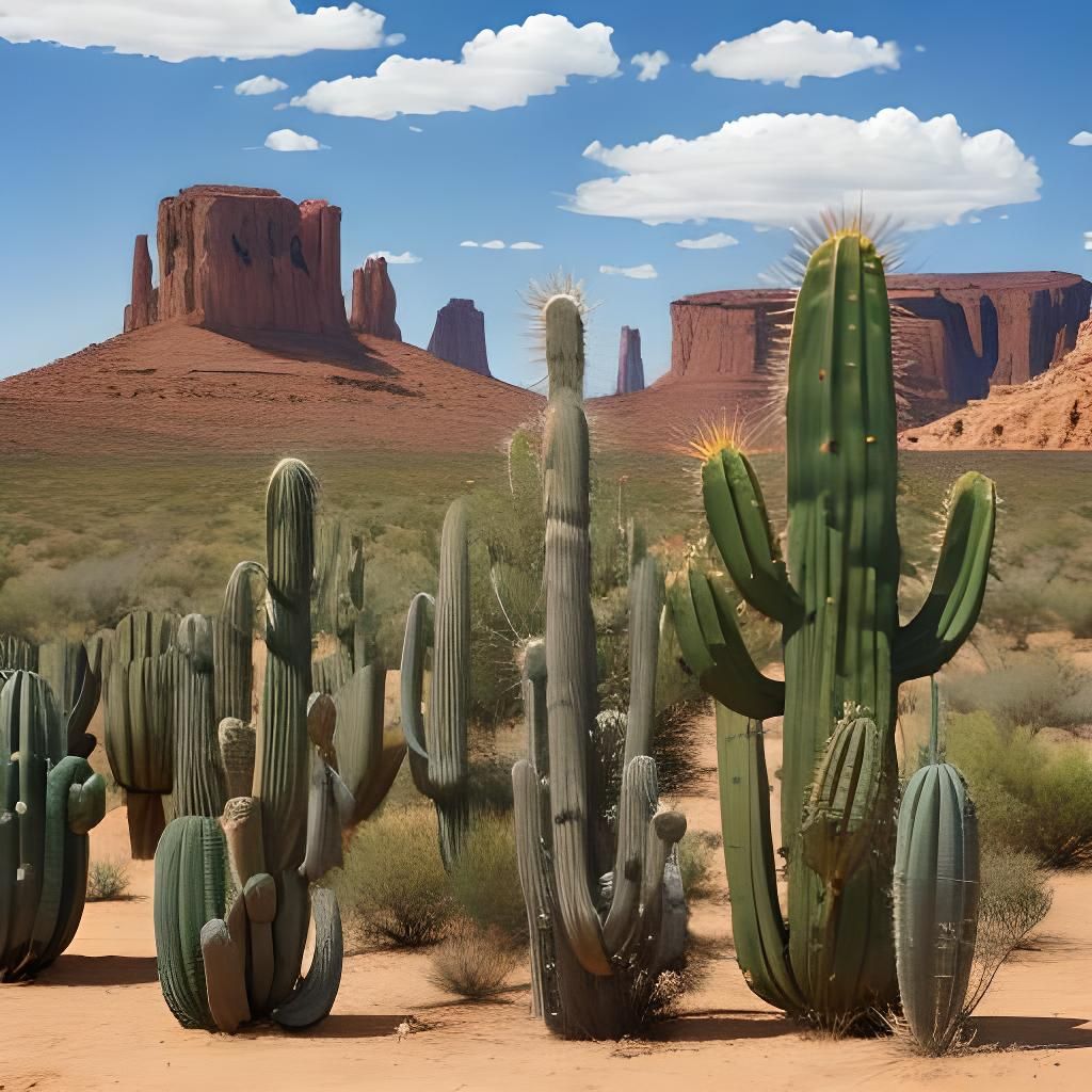 Watercolor Cactus Painting in Desert Landscape