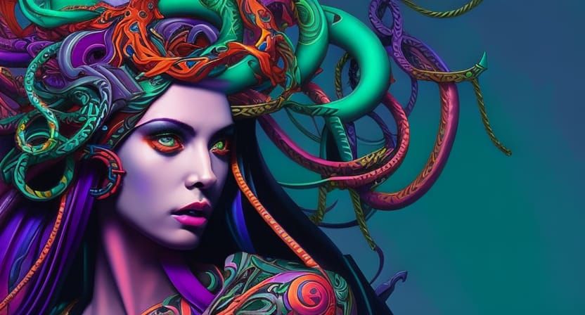 medusa snakes for hair gorgon head - AI Generated Artwork - NightCafe  Creator