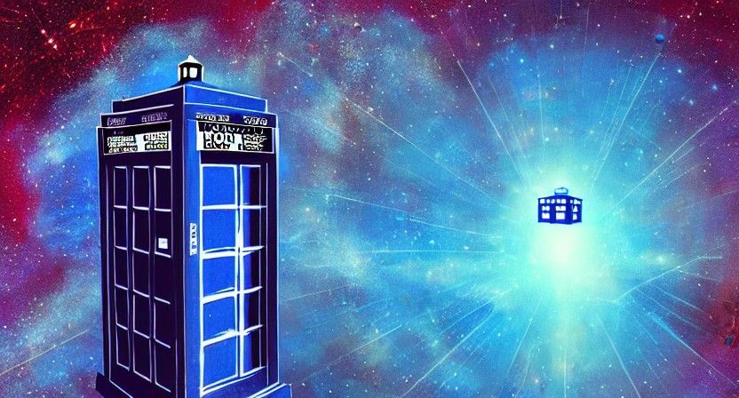 A TARDIS flying through time and space 8k resolution holographic astral ...