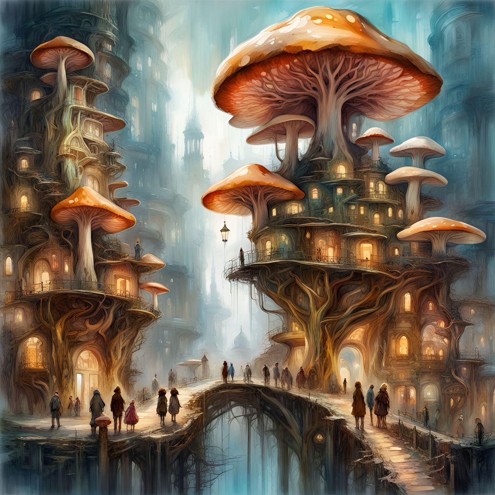 Mushroom City - AI Generated Artwork - NightCafe Creator