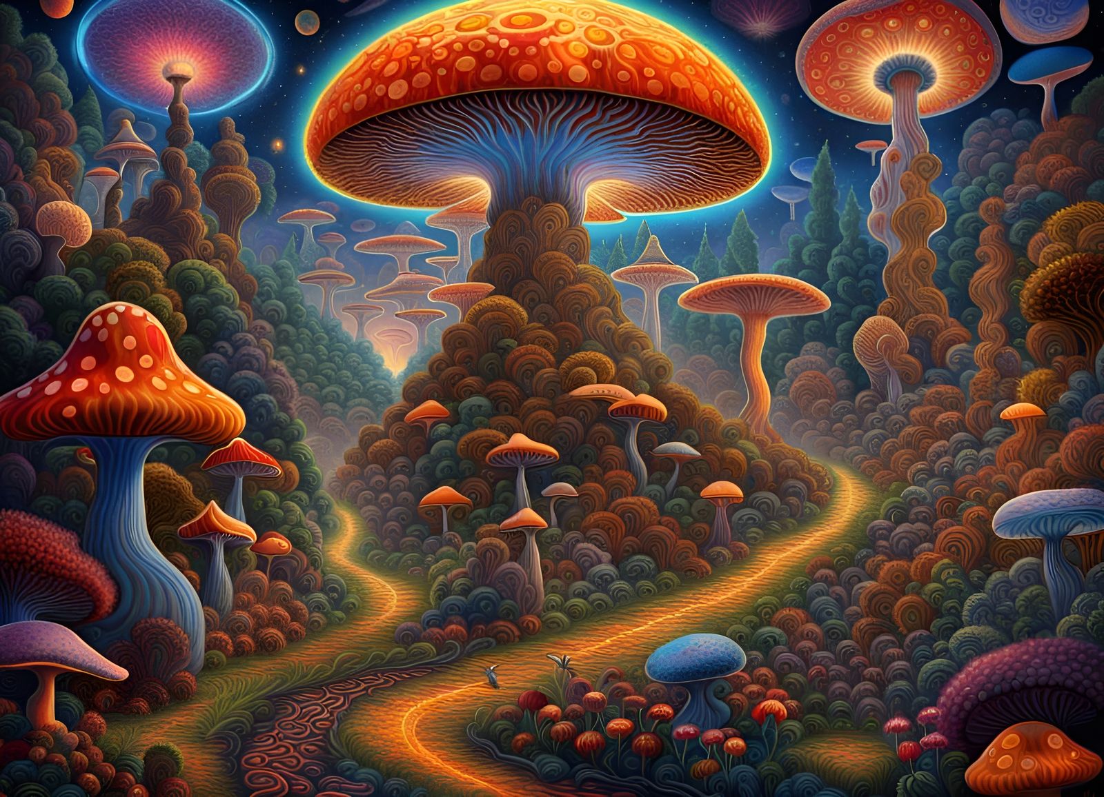 Mushroom Psychedelia (III) - AI Generated Artwork - NightCafe Creator