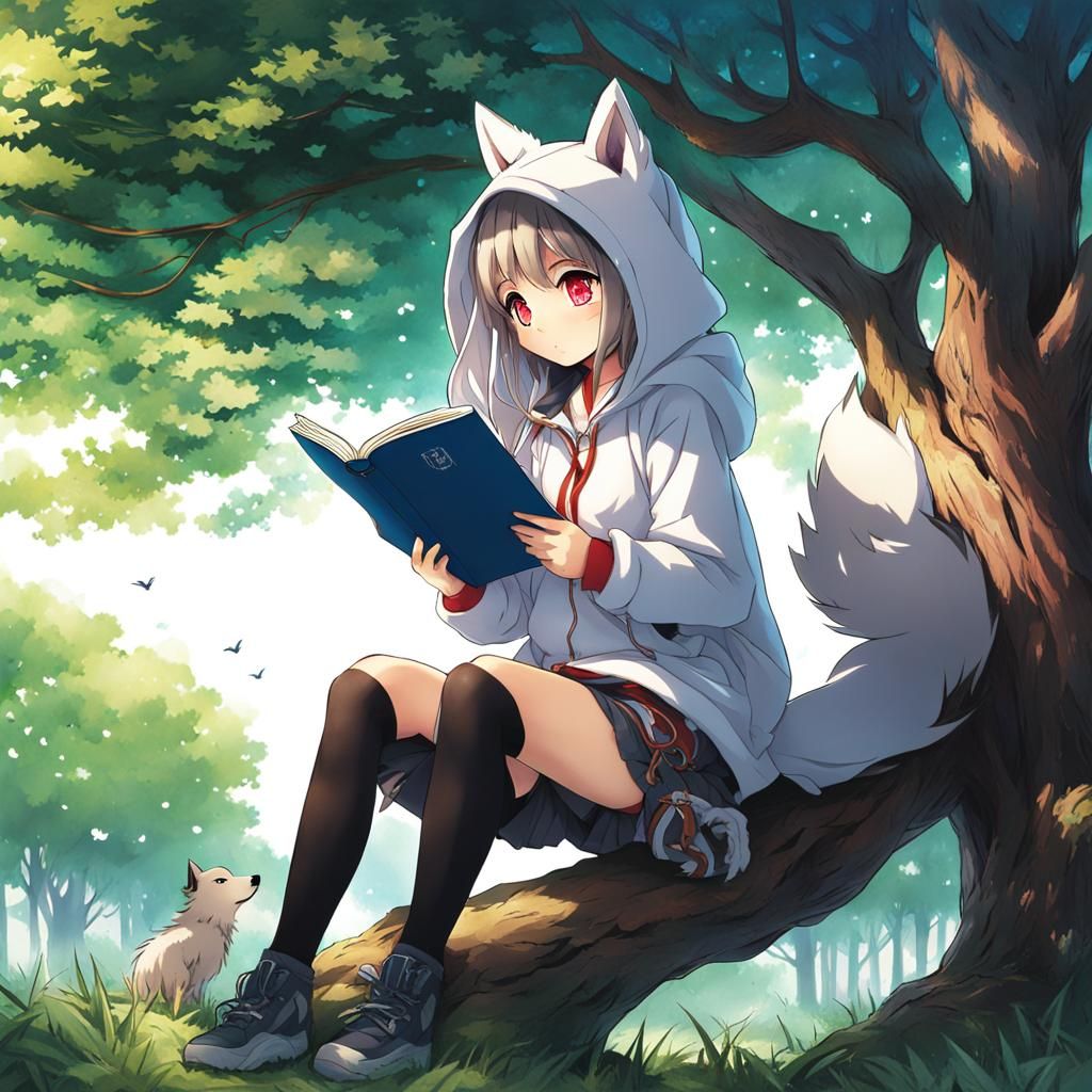 An anime wolf girl