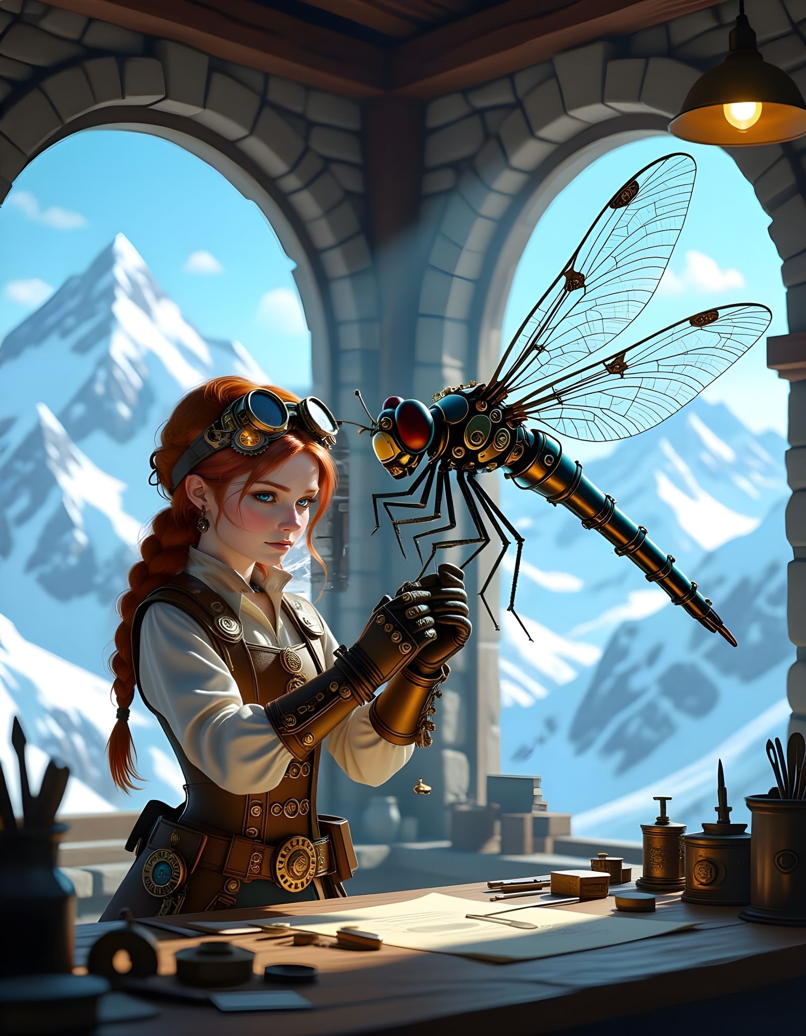 Enchanted Mechanical Dragonfly - a steampunk artifact and magical item  by @Elena