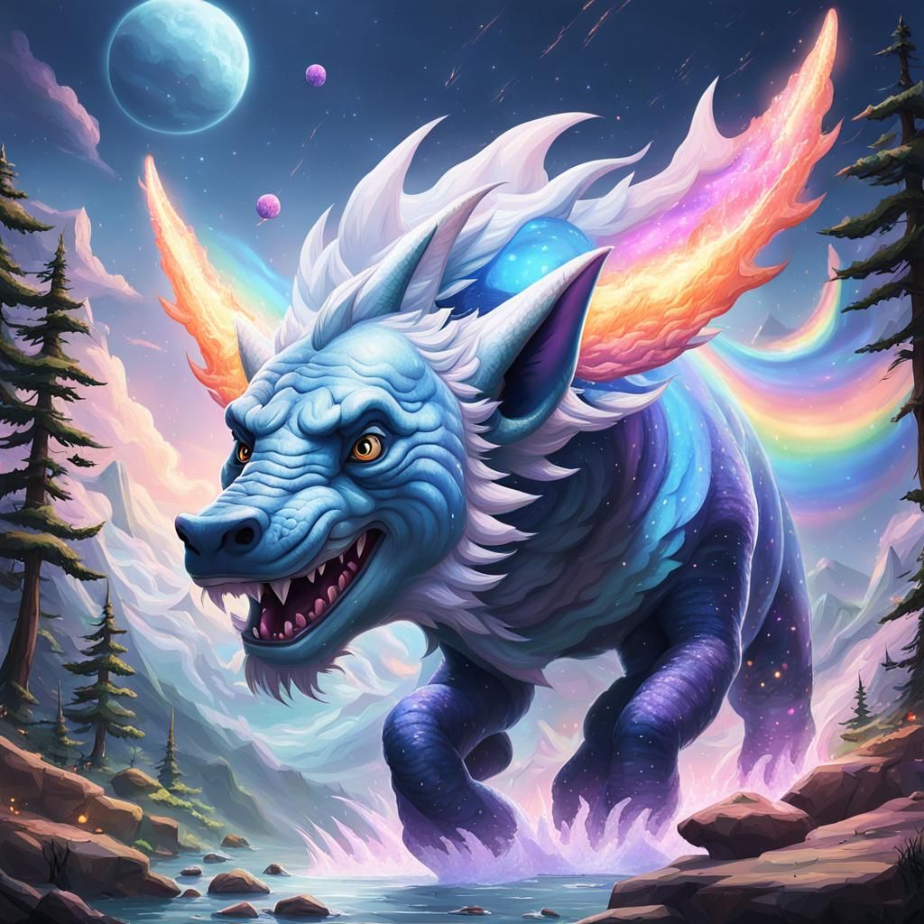 Pink Lotus and Unicorn Dreamscape