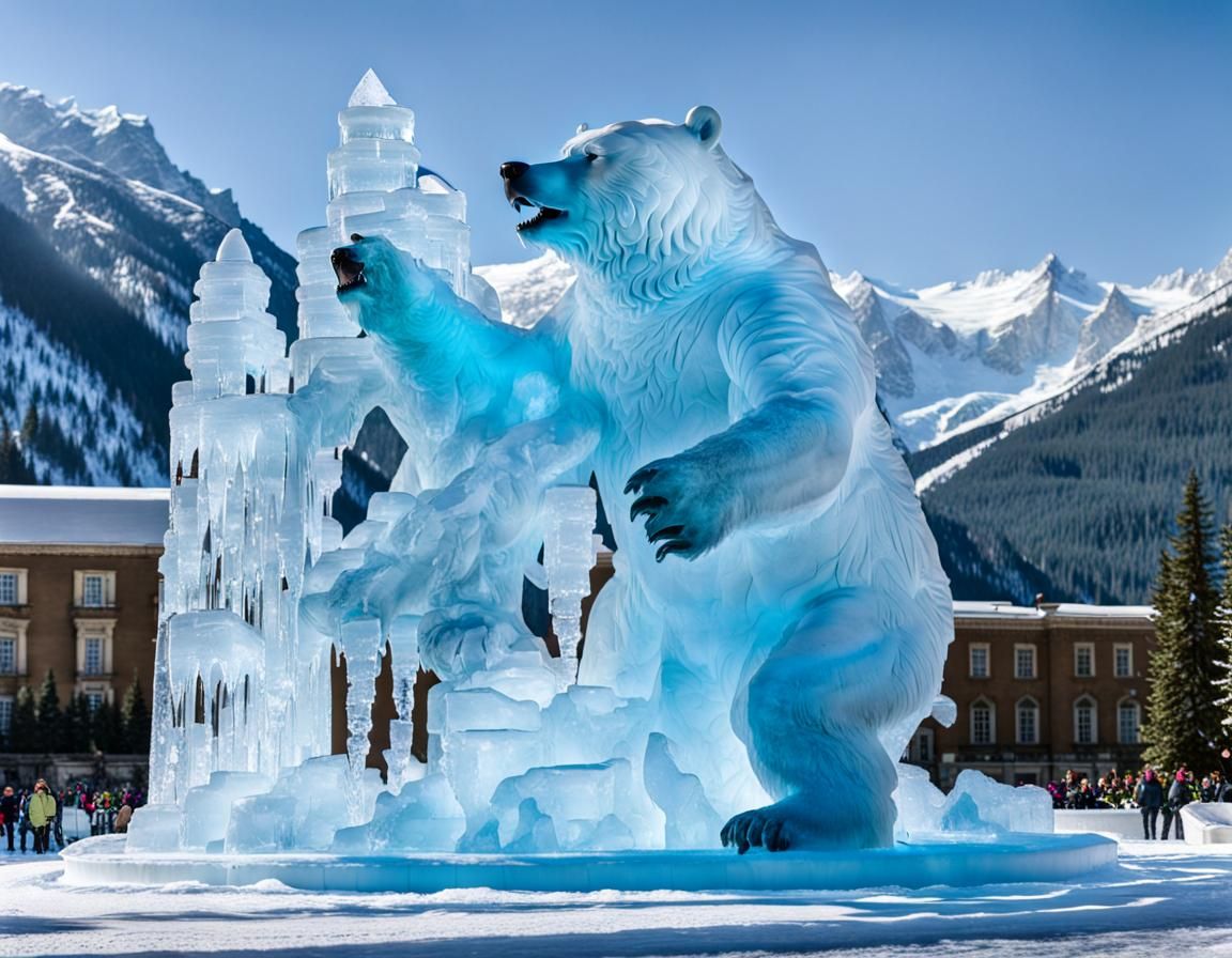 Massive Black Bear on Ice  by @undefined