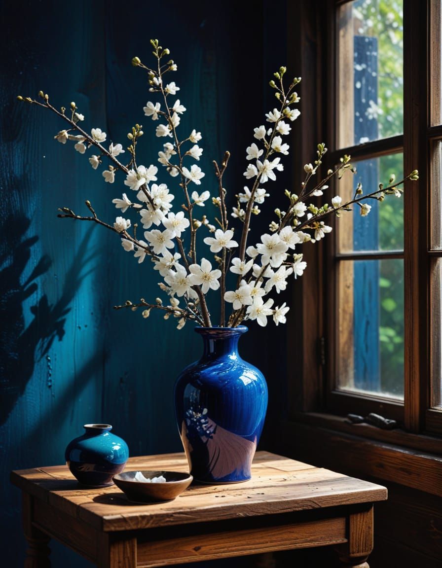 Blossoms Against Cobalt Blue