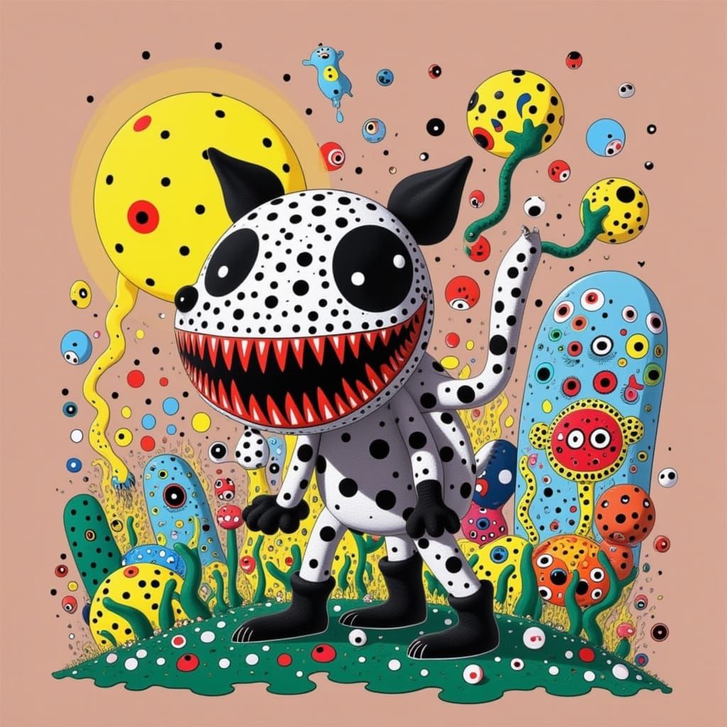 <lora:SCREAMING DOTS -EVIL:1.0> Dog