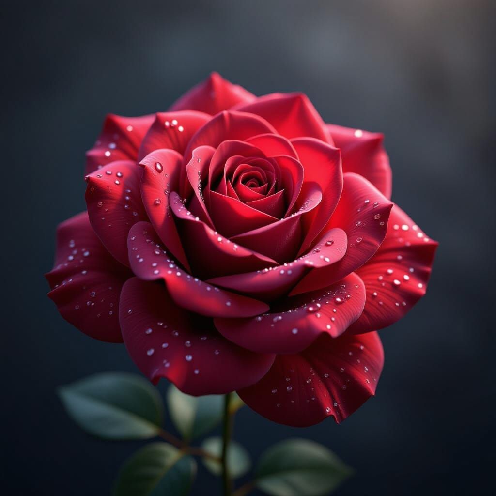 red rose painting that occupies the whole canvas with a 3D look a like.
