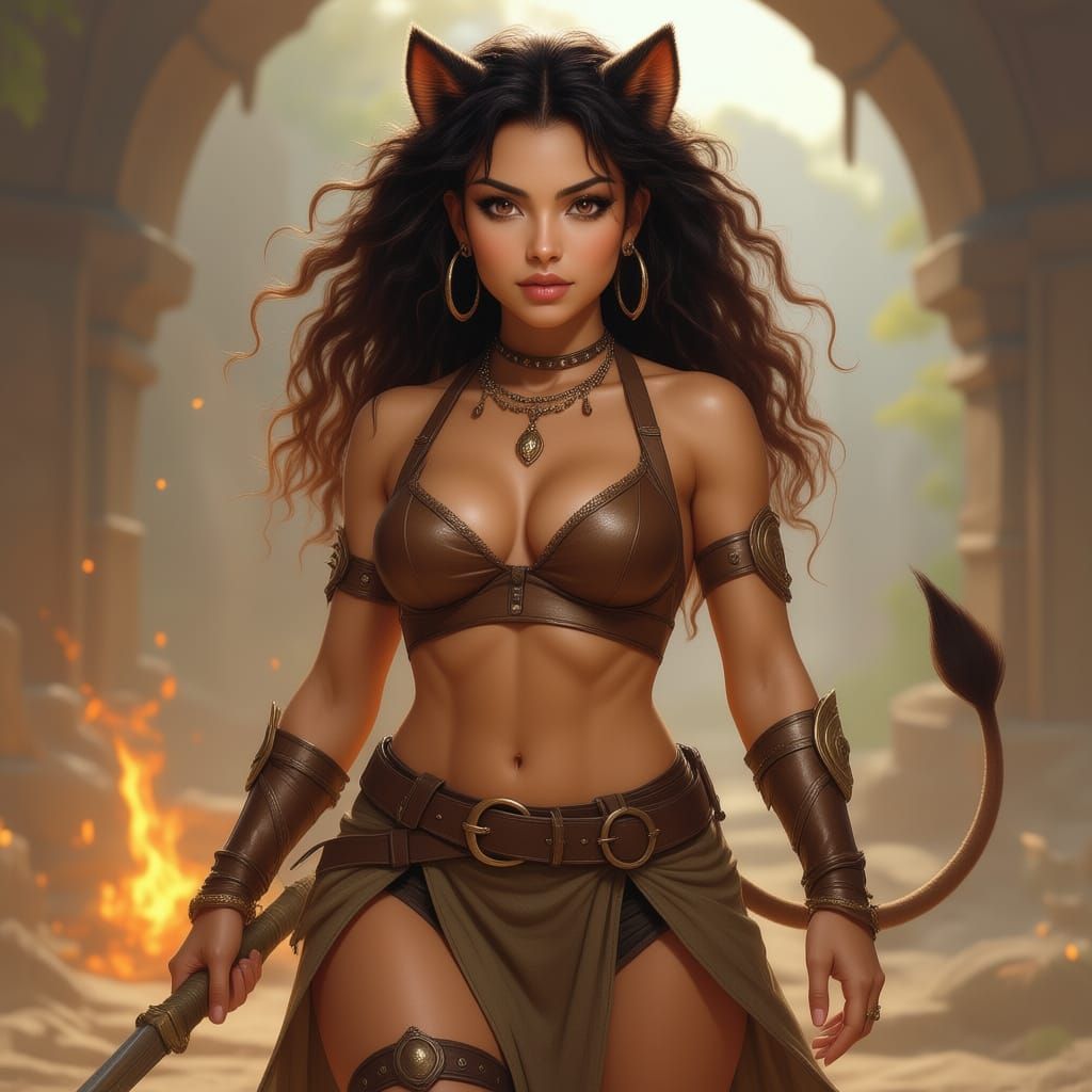 Nia carried herself with the poise of a huntress, every step fluid, confident, and laced with a quiet danger. Her golden-brown curls tumbled...