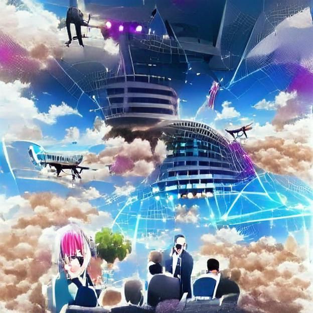 Business techno event in the sky anime