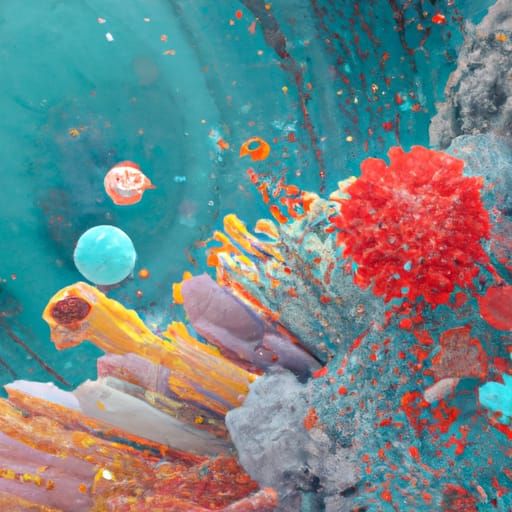 Colorful Microscopic Virus Cells as Impasto Painting