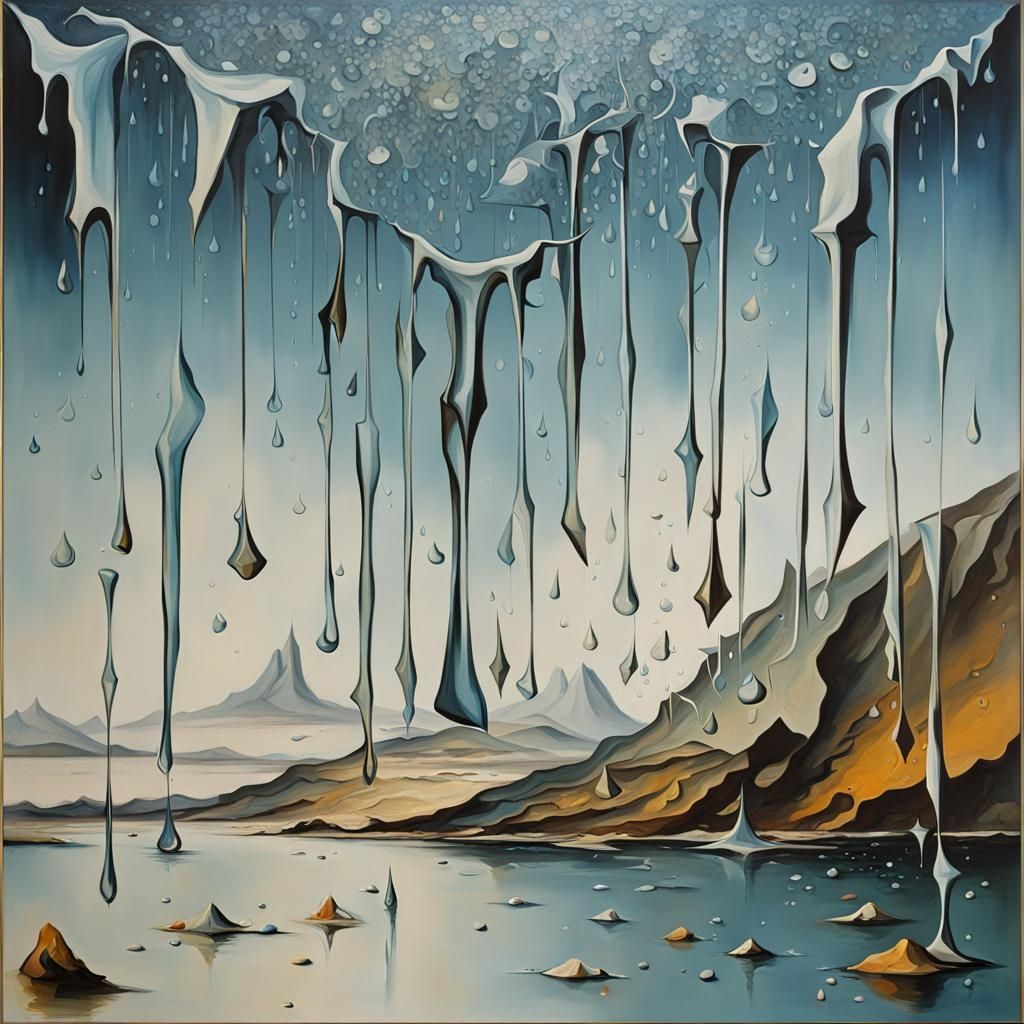 Abstract rain dotted frozen broken shattered glass framed su...