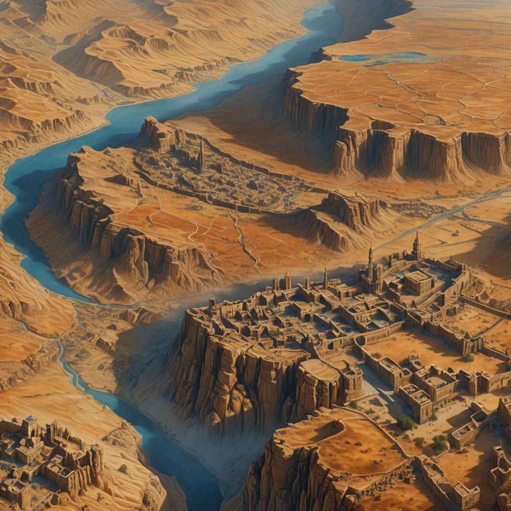Israel Bible Map: Negev Desert Landscape in Matte Painting