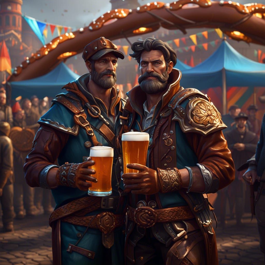 Festival Scene with Beer and Pretzels