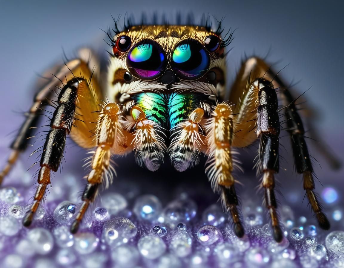 Macro photography of a jumping spider  by @Eve