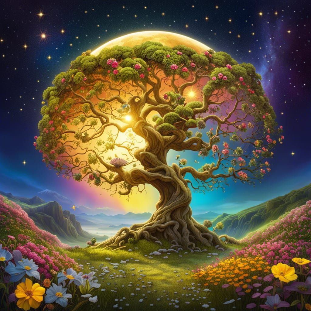 Magical moon tree  by @Fungidelight