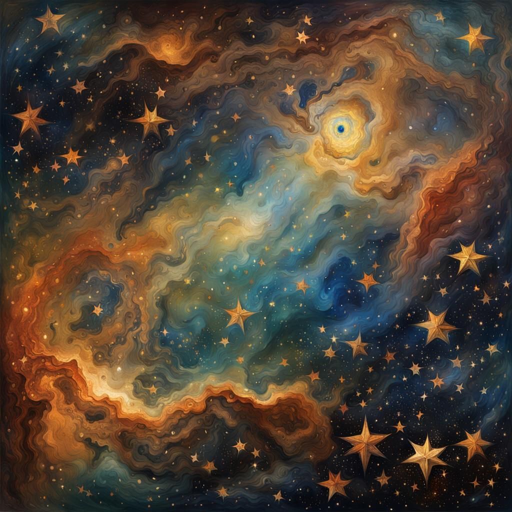 A VAST COSMIC BACKGROUND RICH WITH COLOR AND VIBRANT STARS, ...