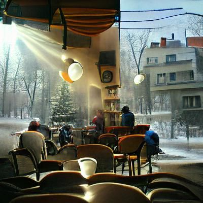 A morning at a coffee shop in the middle of the winter