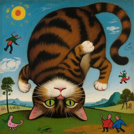 The giant cat who did everything backwards 
Colossal Scale by Hans Holbein and Marc Chagall