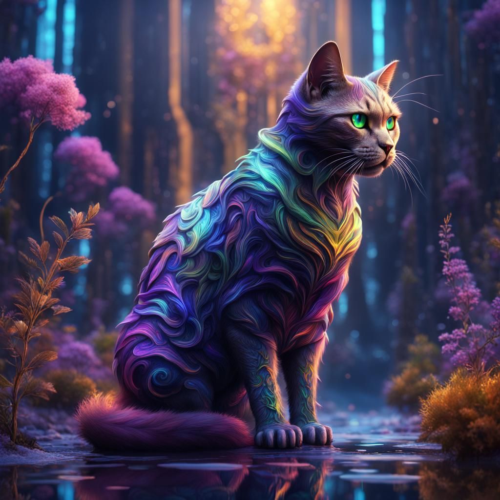 Curious Rainbow Cat