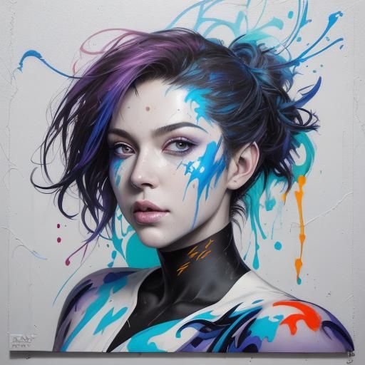 Portrait 8k d&#39;un beau cyborg aux cheveux bruns, complexe...
