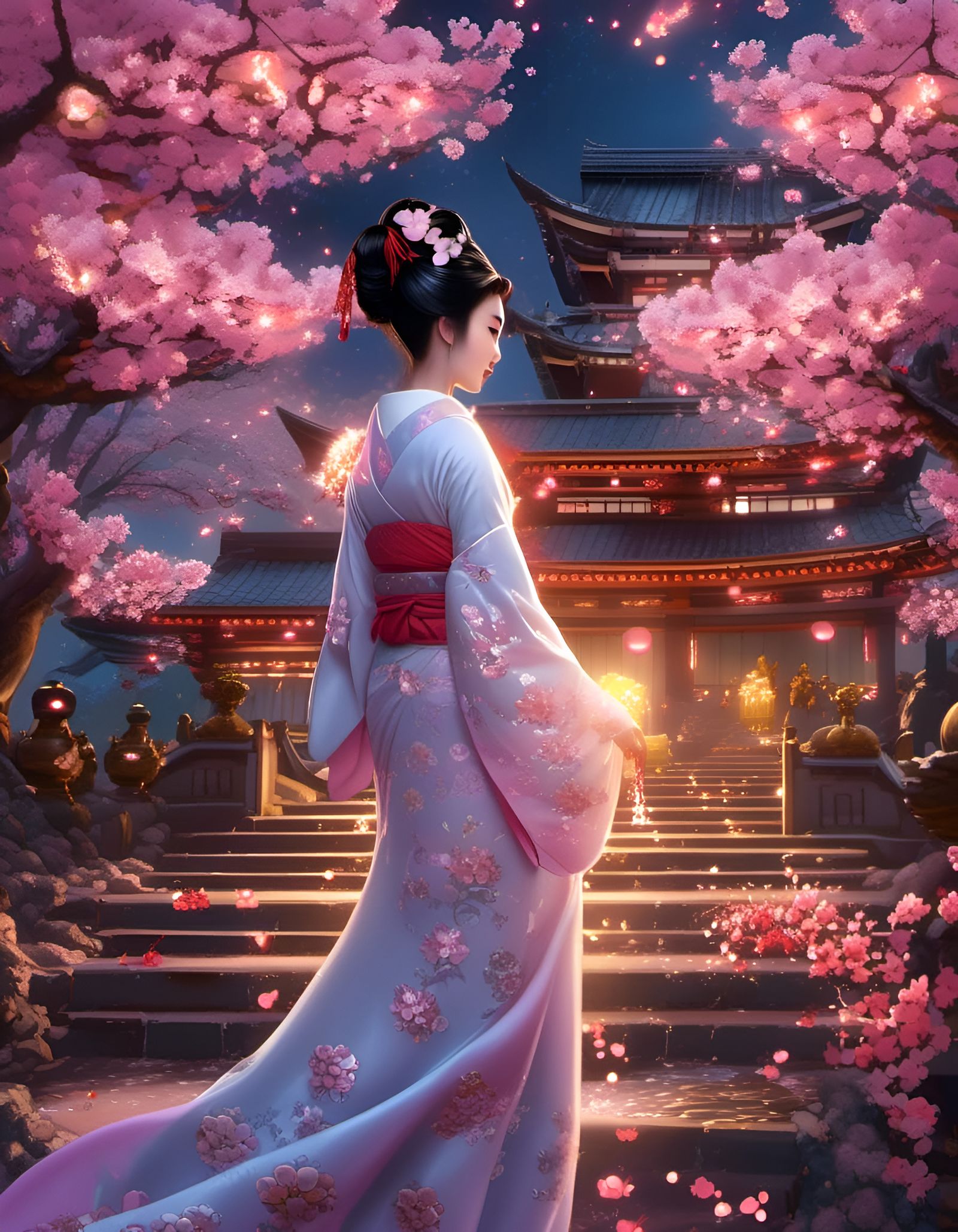 Cherry Blossom 🌸 Geisha - AI Generated Artwork - NightCafe Creator