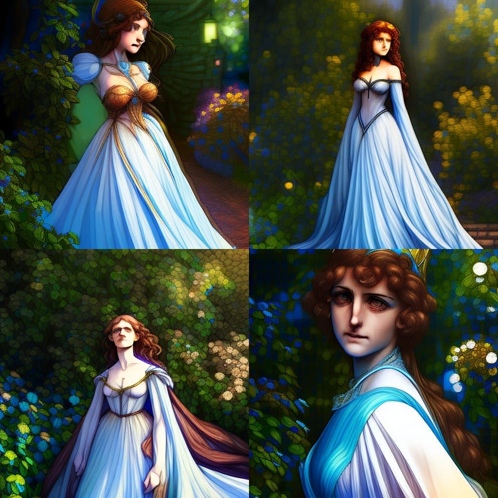 brunette princess in blue