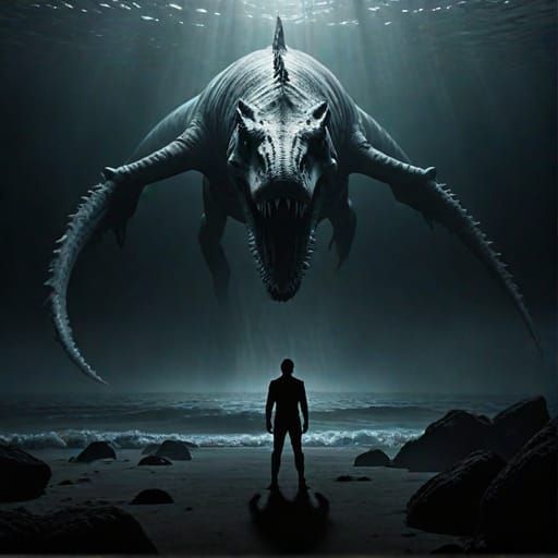 The final showdown with my thalassophobia mosasaur sleep paralysis demon in the Mariana’s trench own cold and sandy bedr...