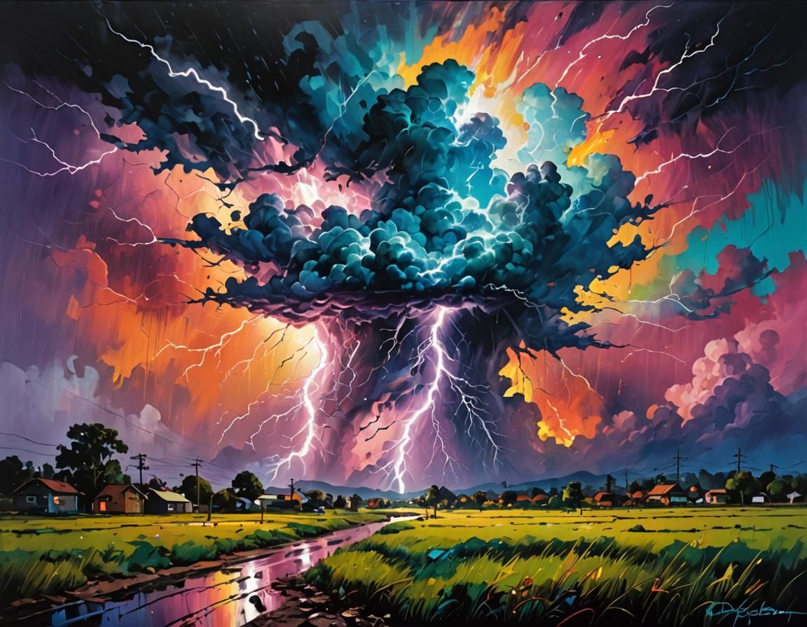 lightning storm over a landscape  by @Michael Hendrickson