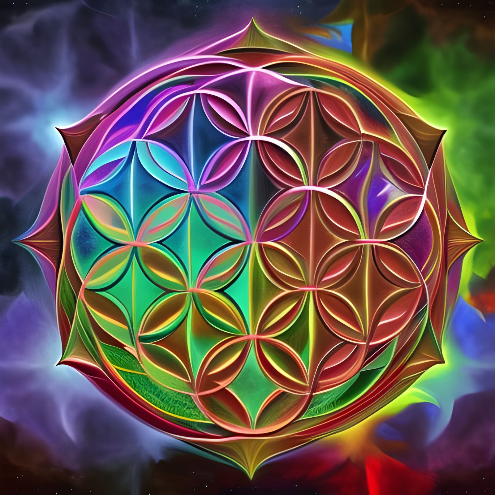 Sacred geometry flower of life seamless 4k concept art psychedelic 3d ...