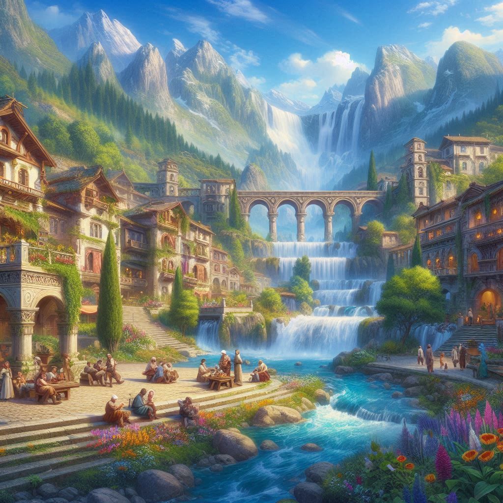 Fantasy village square