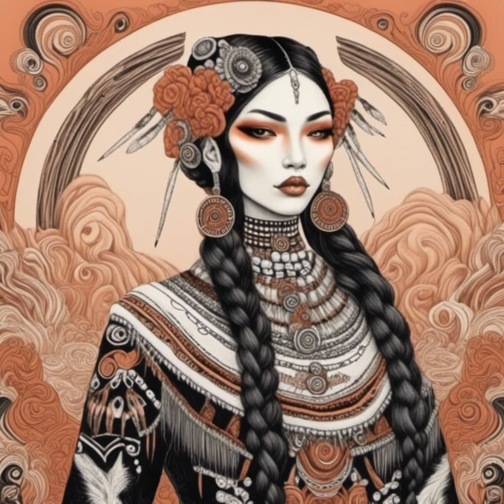 <lora:Cinnamon Swirls:1.0> Native American woman 