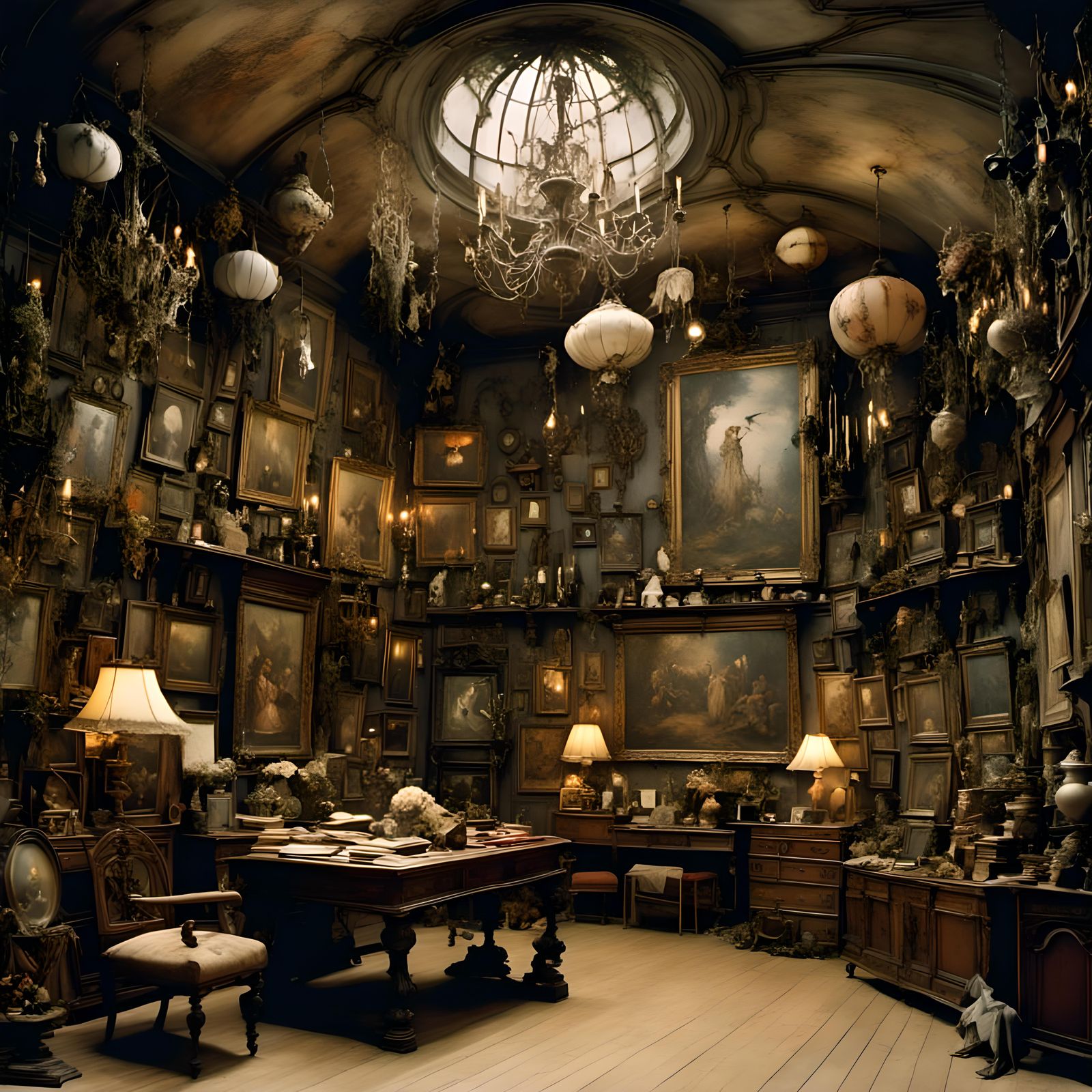 <lora:RackhamBurton1:1.0> room interior, fantasy decorations
