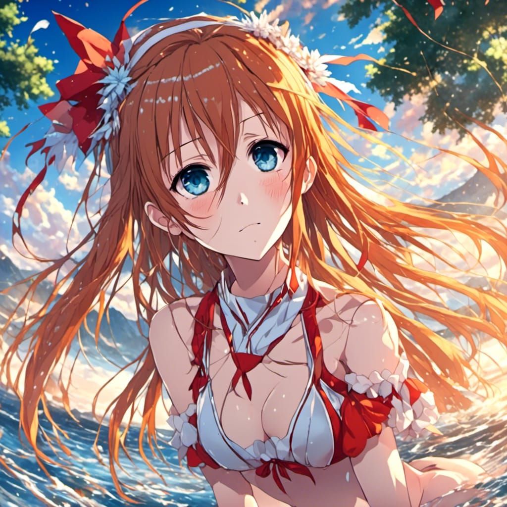 Asuna Yuuki, bikini <lora:My style Anime:1.0> <lora:Anime manga style:1.0>  - AI Generated Artwork - NightCafe Creator