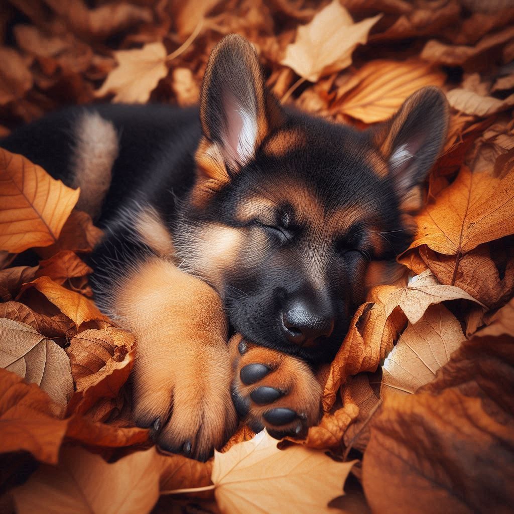 German shepherd puppies sleeping